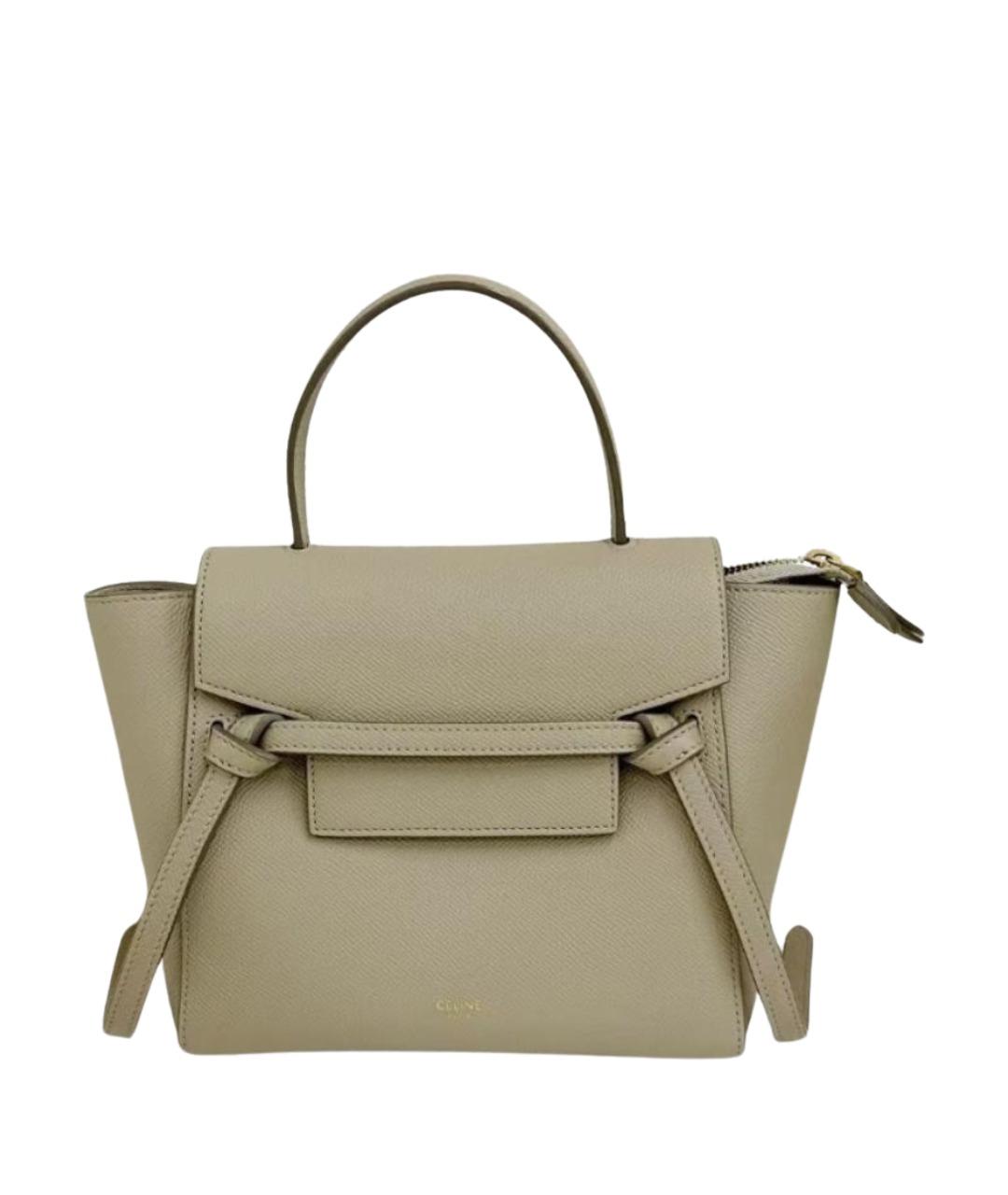 CELINE Бежевая кожаная сумка с короткими ручками, фото 1