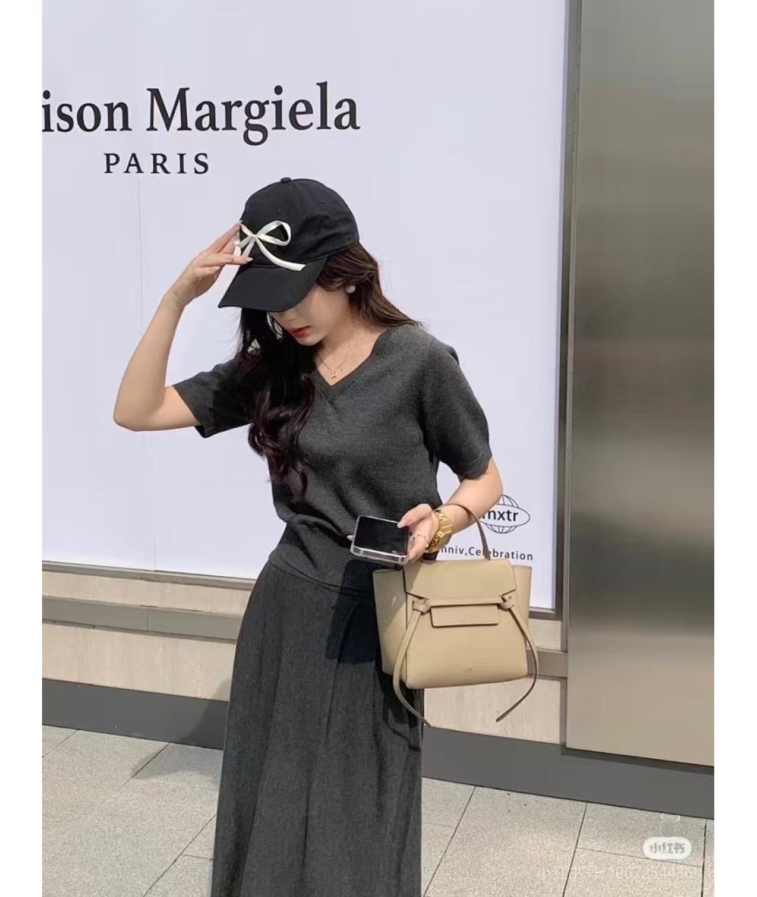 CELINE Бежевая кожаная сумка с короткими ручками, фото 6