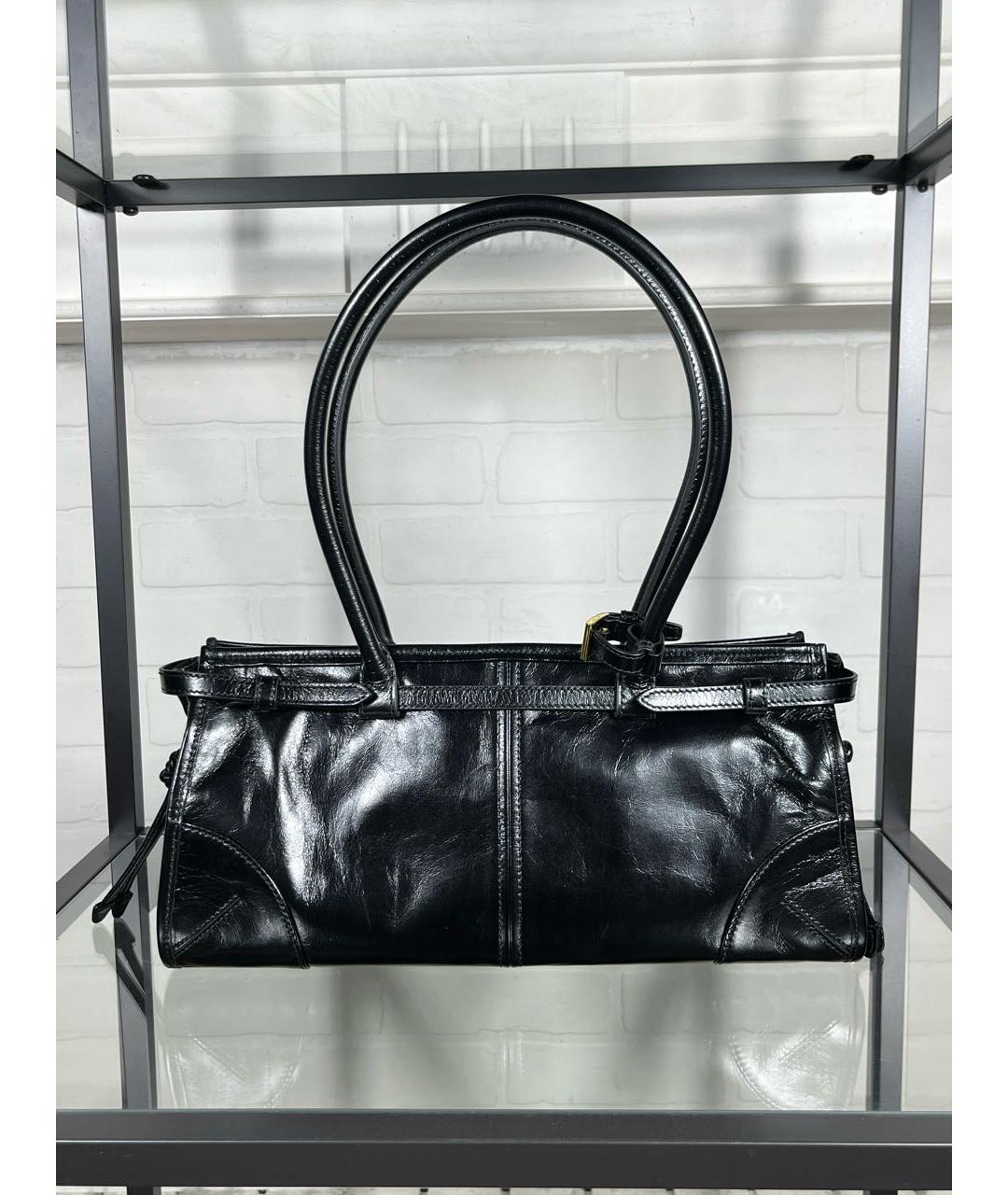 PRADA Черная кожаная сумка с короткими ручками, фото 4