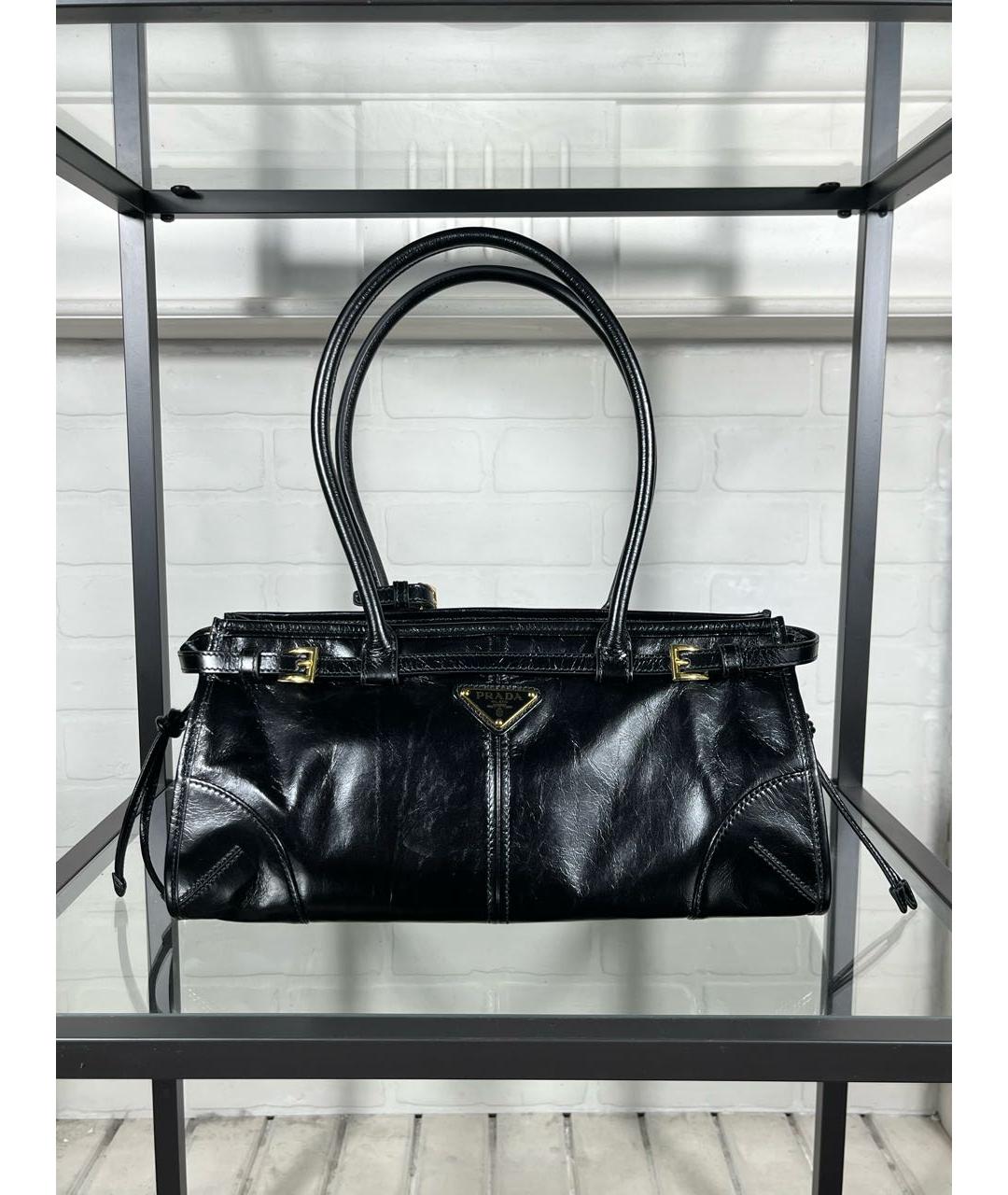 PRADA Черная кожаная сумка с короткими ручками, фото 8