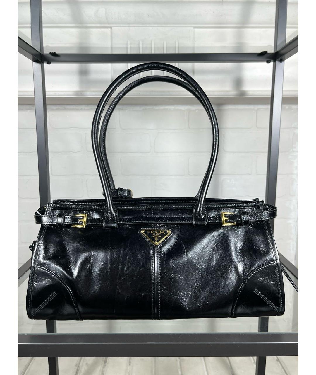 PRADA Черная кожаная сумка с короткими ручками, фото 2