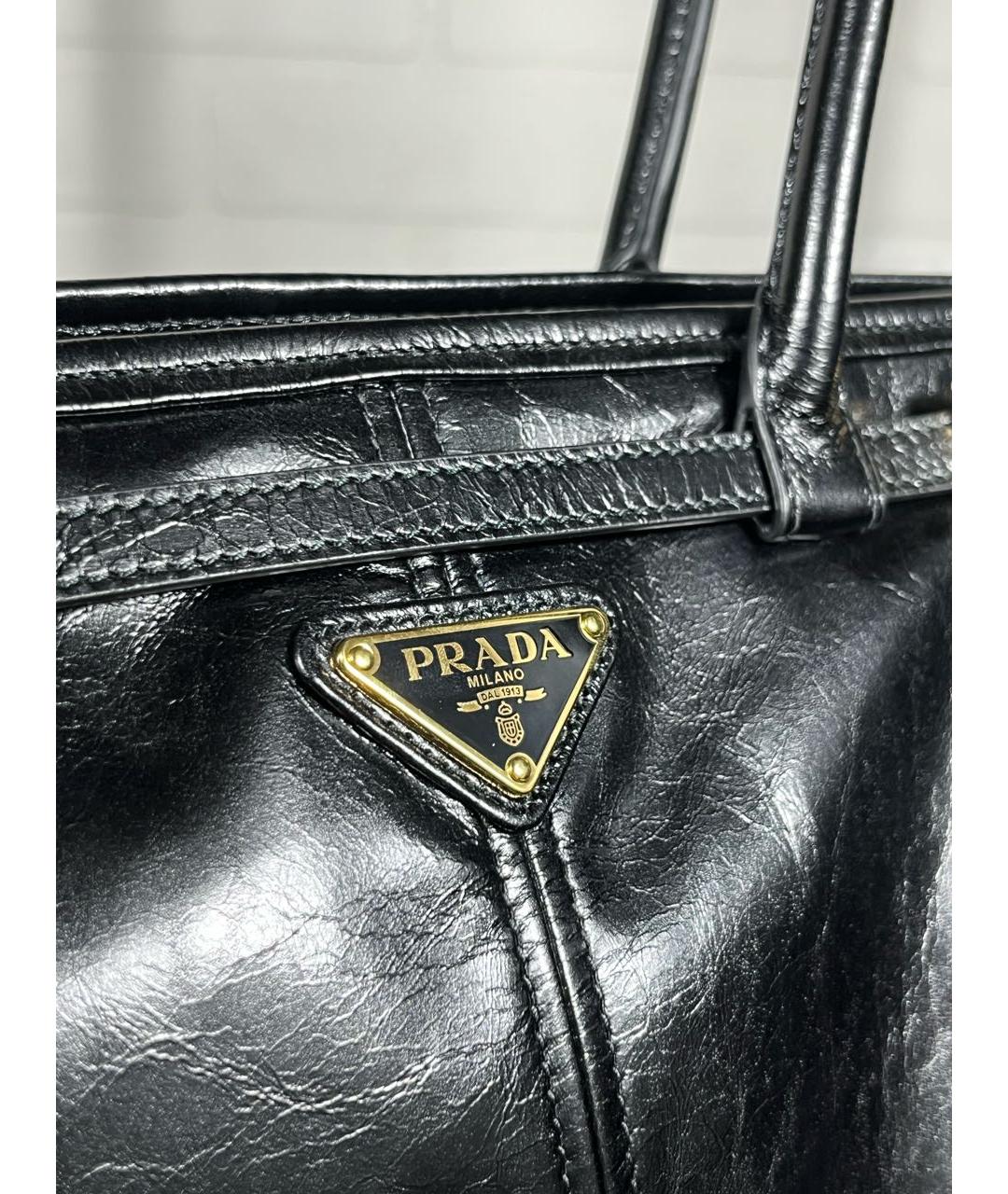 PRADA Черная кожаная сумка с короткими ручками, фото 7