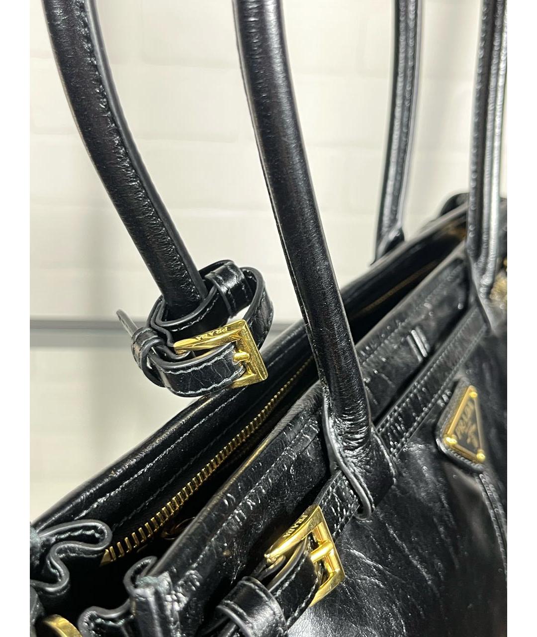 PRADA Черная кожаная сумка с короткими ручками, фото 6