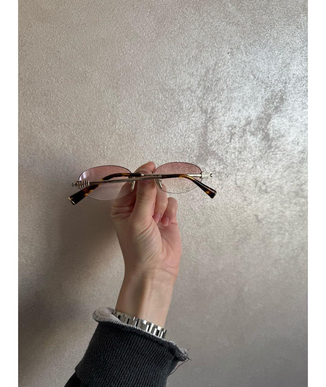 MIU MIU Розовые металлические солнцезащитные очки, фото 2