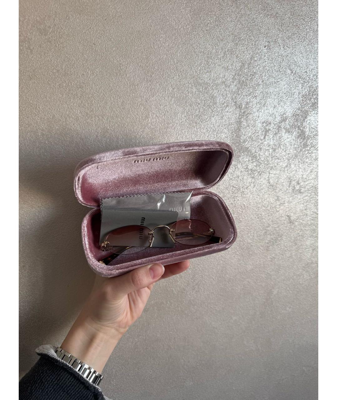 MIU MIU Розовые металлические солнцезащитные очки, фото 3