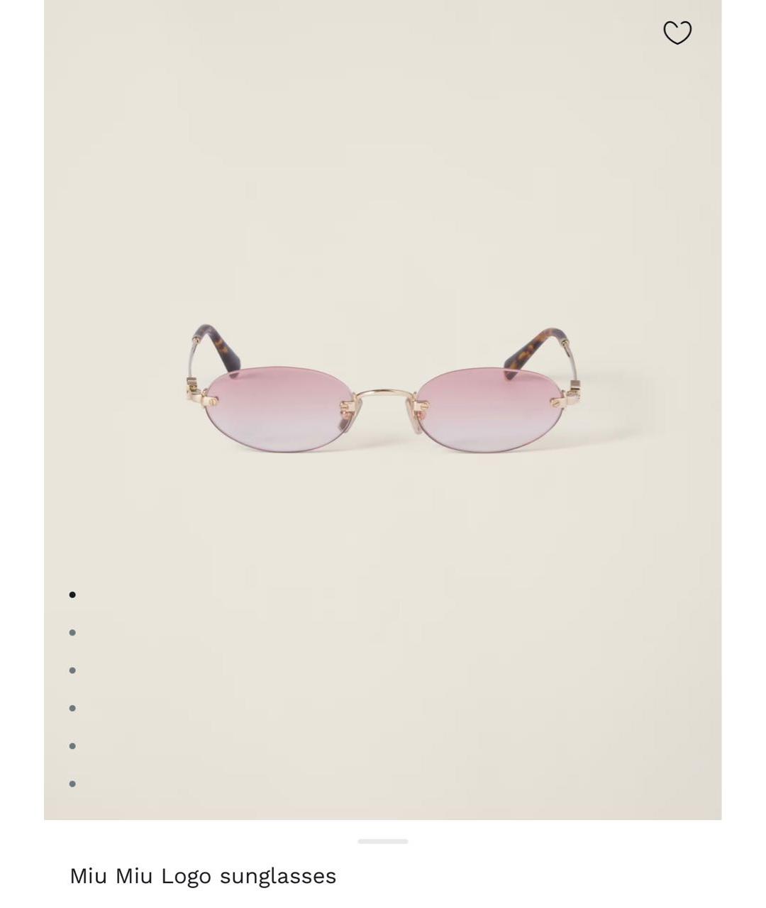 MIU MIU Розовые металлические солнцезащитные очки, фото 6