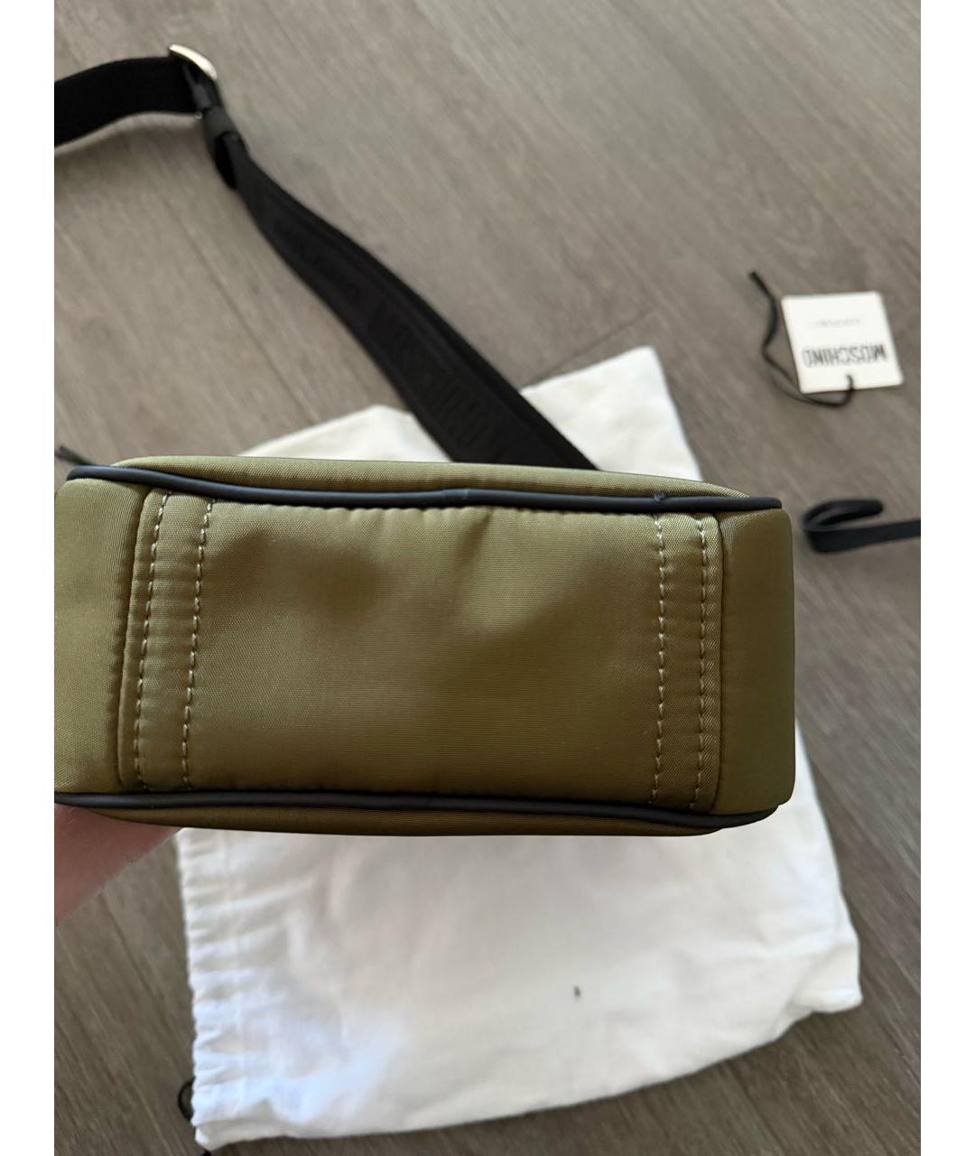 MOSCHINO Хаки тканевая сумка на плечо, фото 5