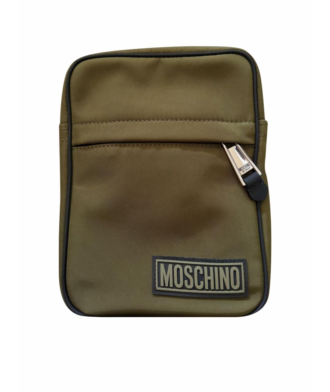 MOSCHINO Хаки тканевая сумка на плечо, фото 1