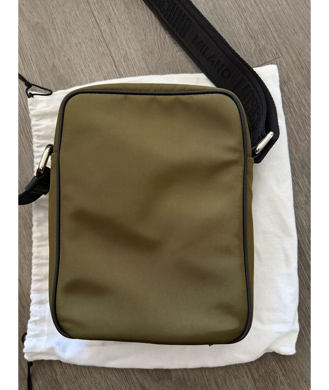 MOSCHINO Хаки тканевая сумка на плечо, фото 3