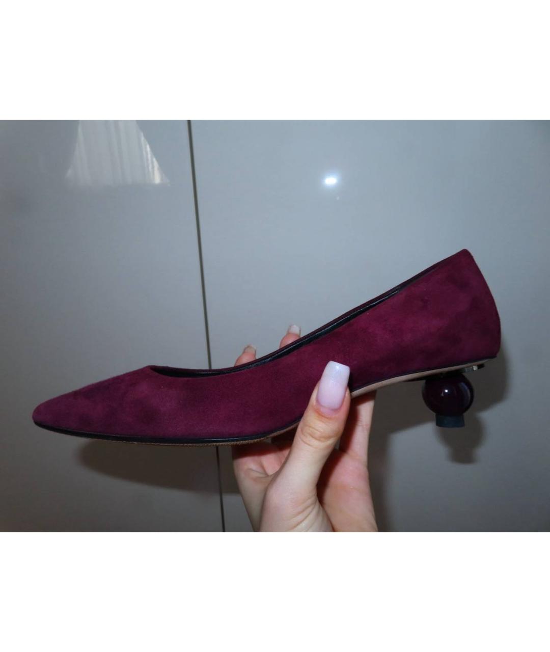 WEEKEND MAX MARA Бордовые замшевые туфли, фото 5