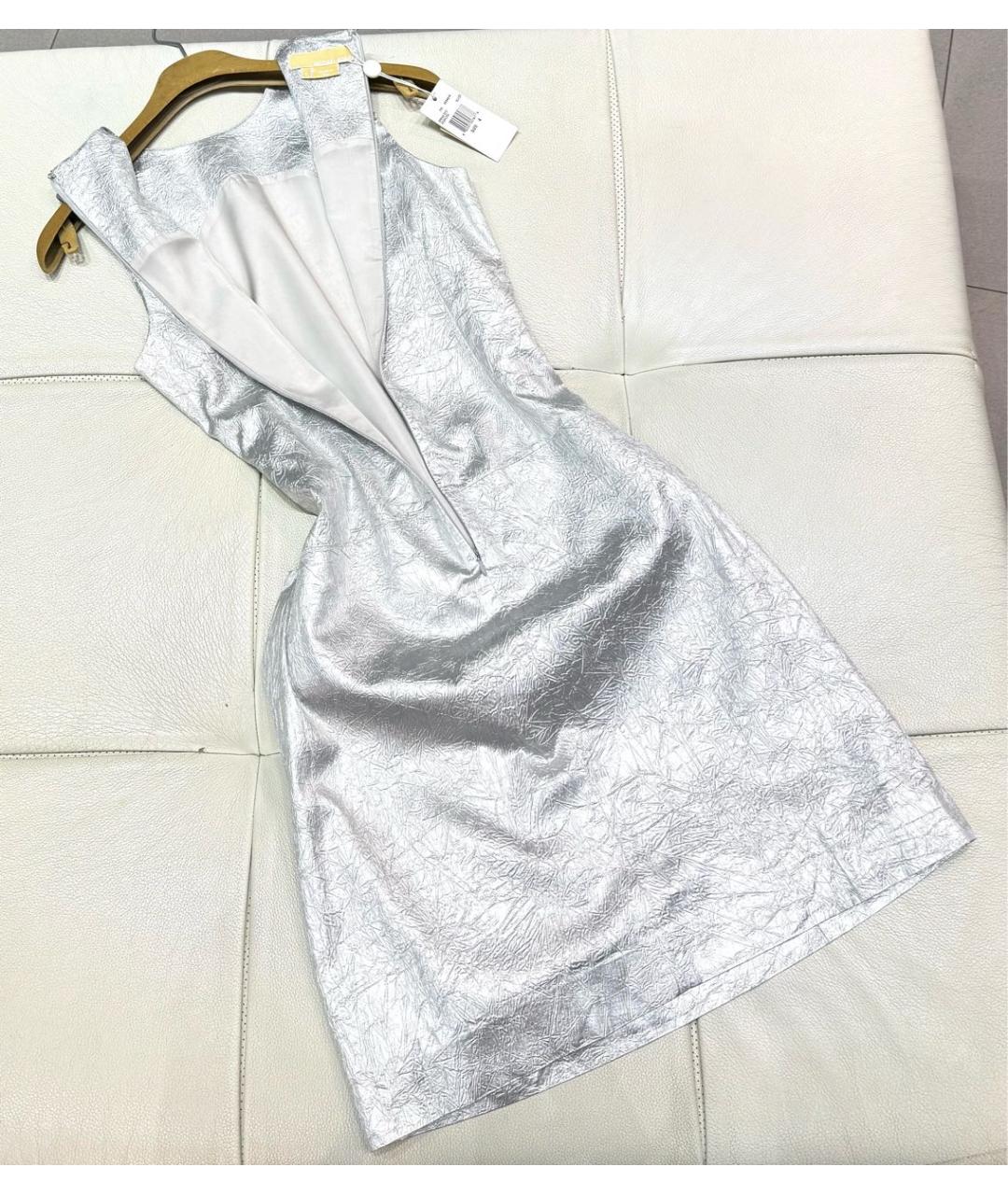 MICHAEL KORS Серебряное ацетатное коктейльное платье, фото 3