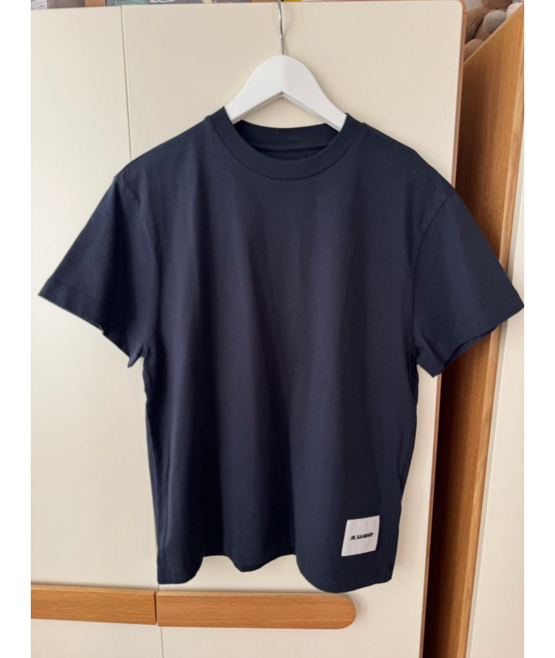JIL SANDER Темно-синяя хлопковая майка, фото 4