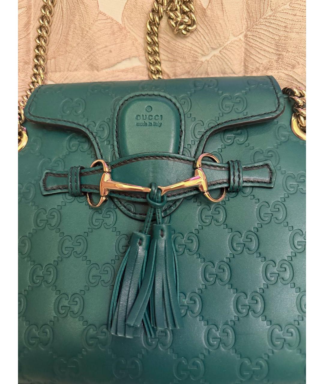 GUCCI Зеленая кожаная сумка через плечо, фото 6
