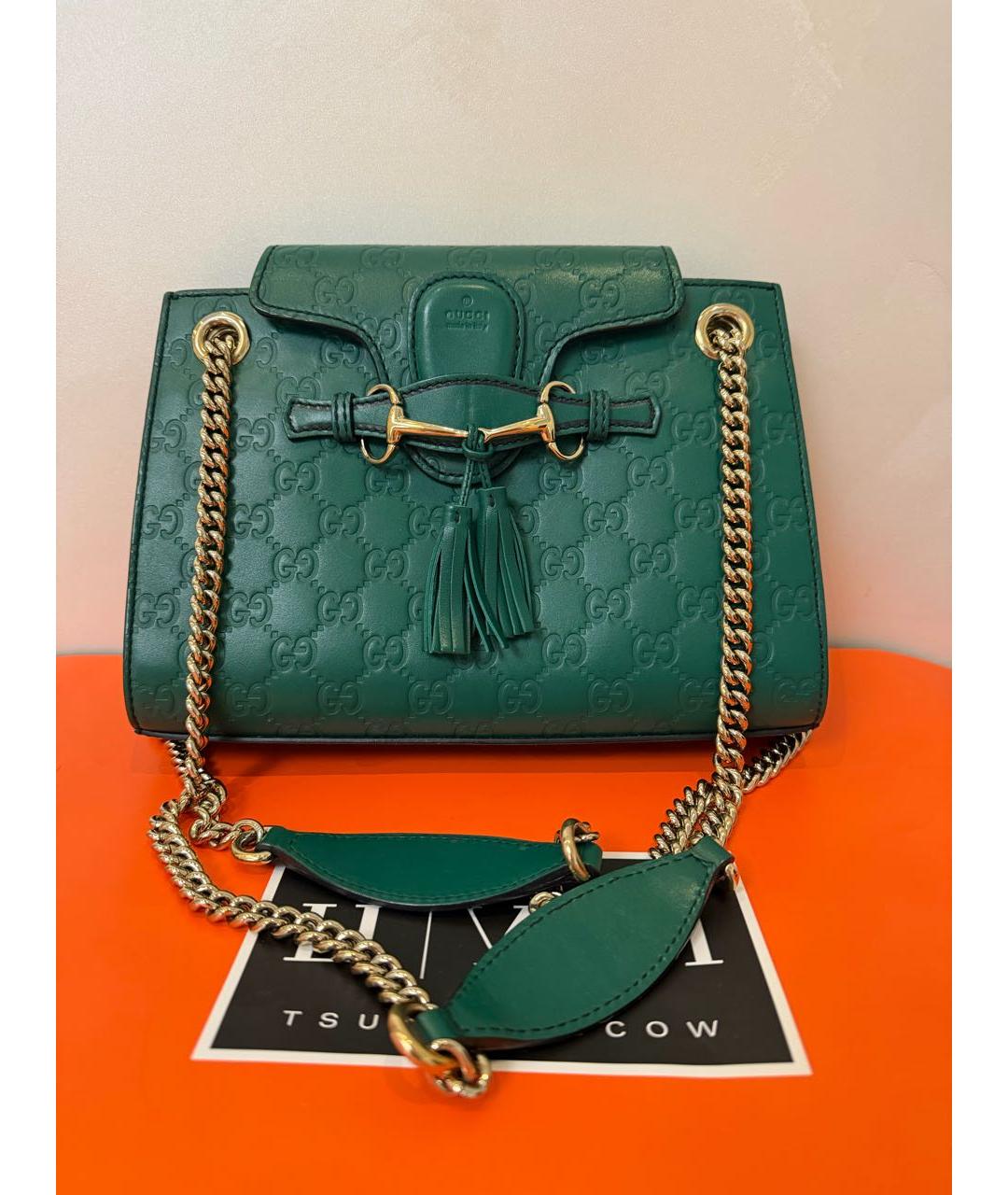 GUCCI Зеленая кожаная сумка через плечо, фото 8