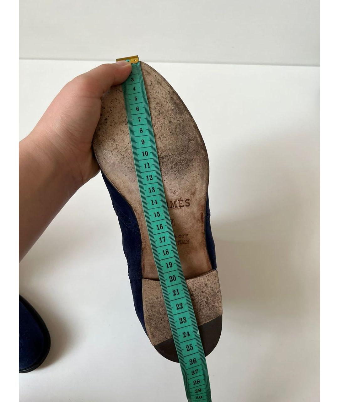 HERMES Темно-синие замшевые полусапоги, фото 8
