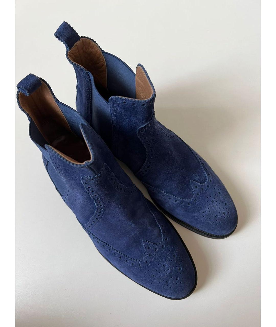 HERMES Темно-синие замшевые полусапоги, фото 3