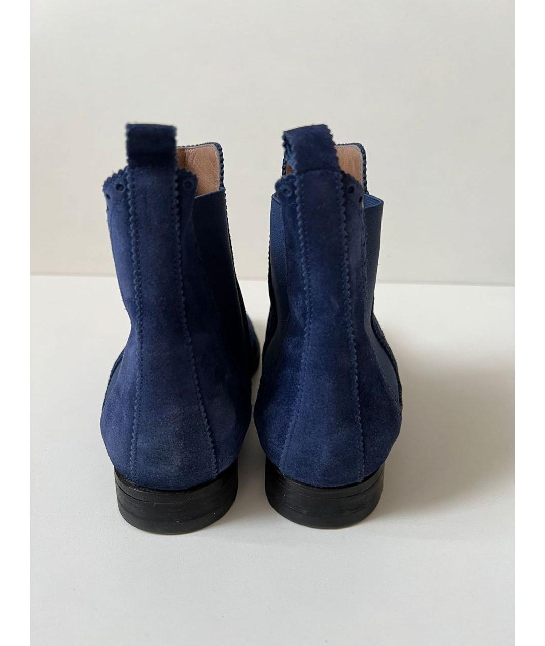 HERMES Темно-синие замшевые полусапоги, фото 4