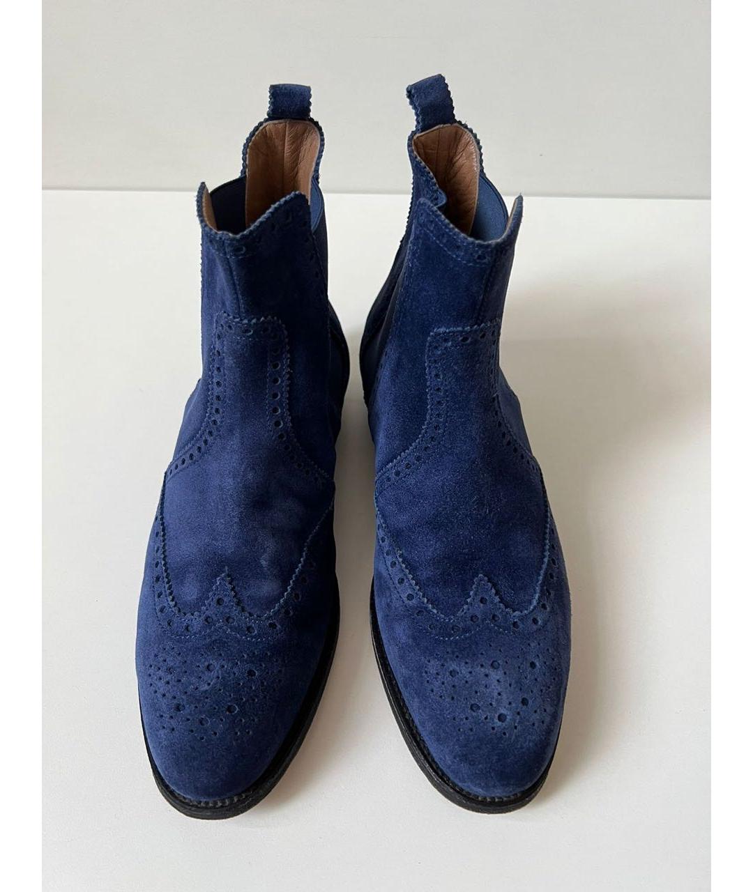 HERMES Темно-синие замшевые полусапоги, фото 7