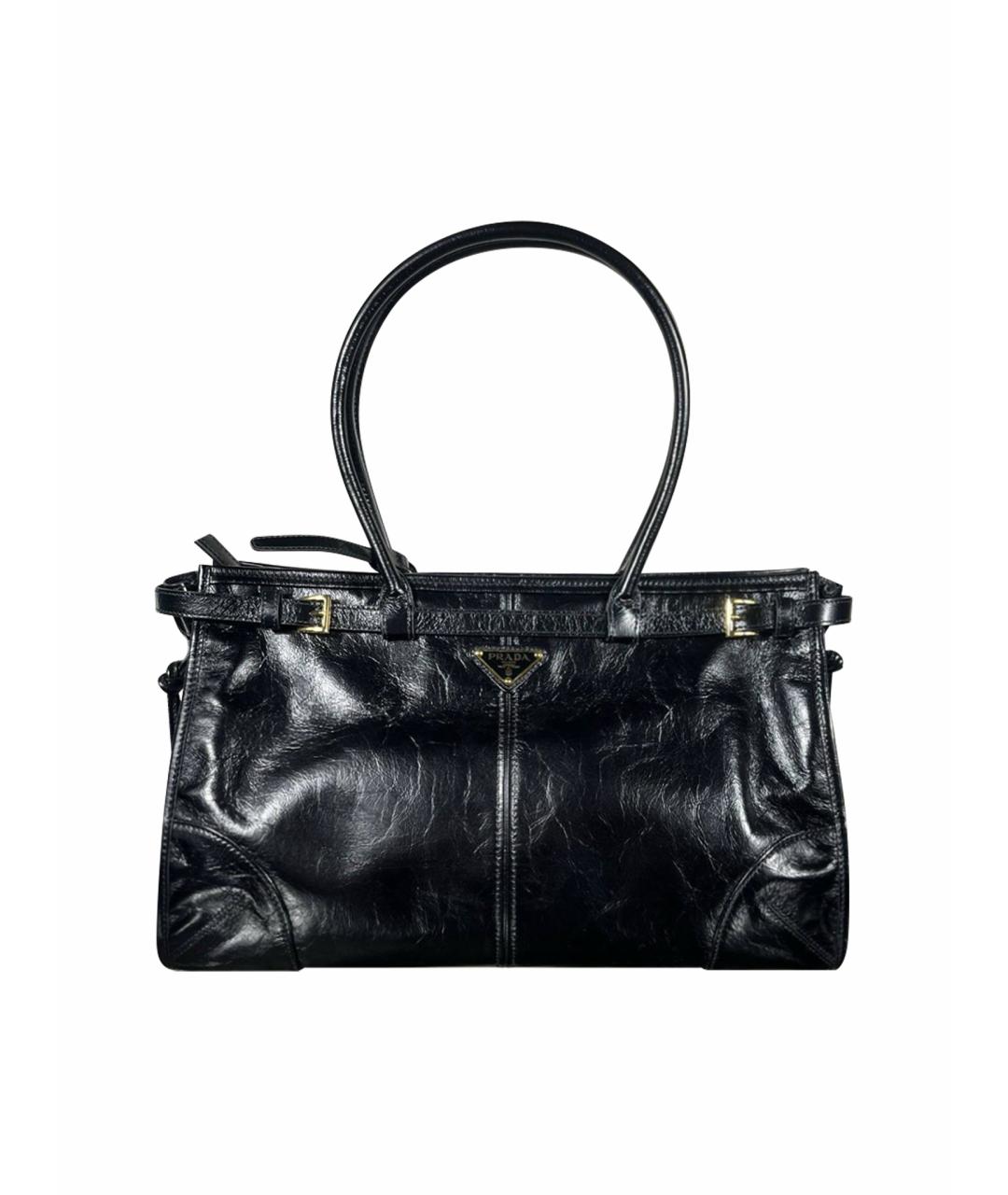 PRADA Черная сумка через плечо из лакированной кожи, фото 1