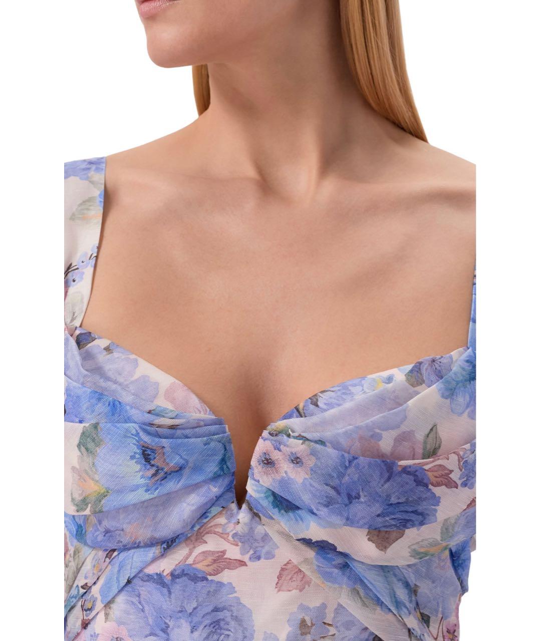 ZIMMERMANN Голубое льняное коктейльное платье, фото 4