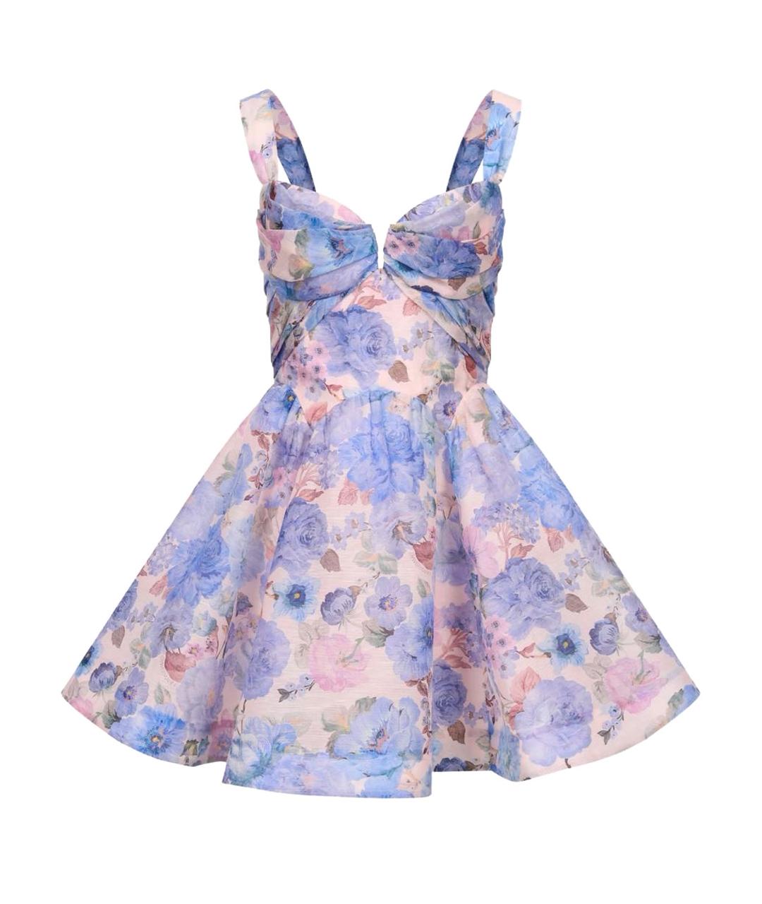 ZIMMERMANN Голубое льняное коктейльное платье, фото 1