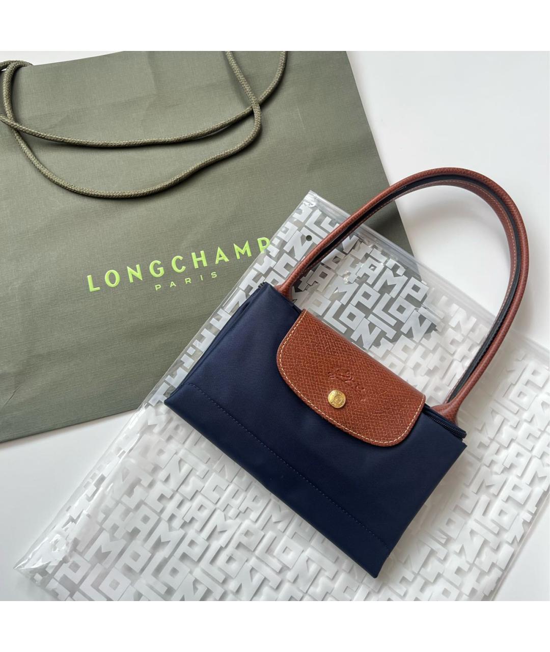 LONGCHAMP Темно-синяя тканевая сумка тоут, фото 6