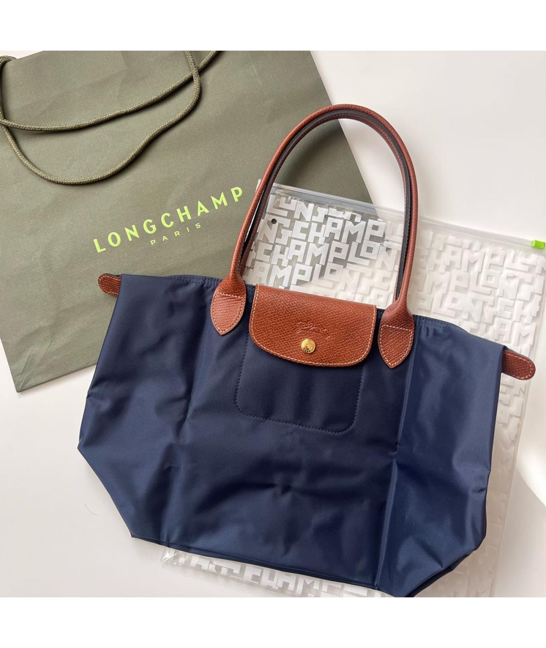 LONGCHAMP Темно-синяя тканевая сумка тоут, фото 5