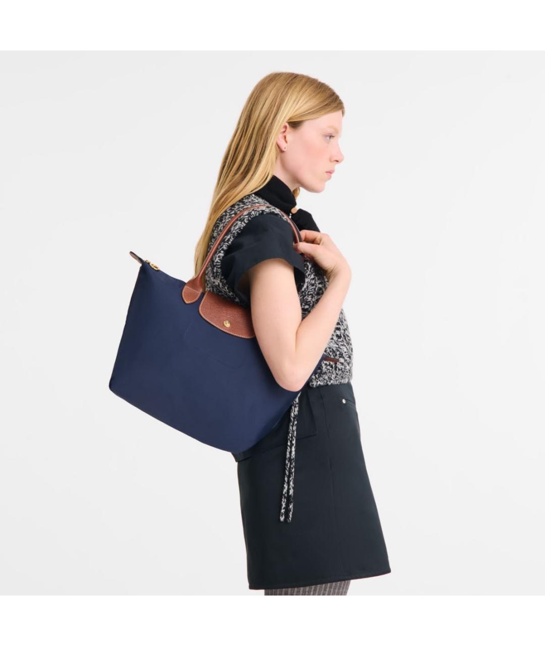 LONGCHAMP Темно-синяя тканевая сумка тоут, фото 8