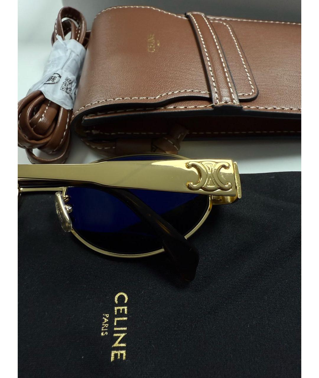 CELINE Золотые металлические солнцезащитные очки, фото 8