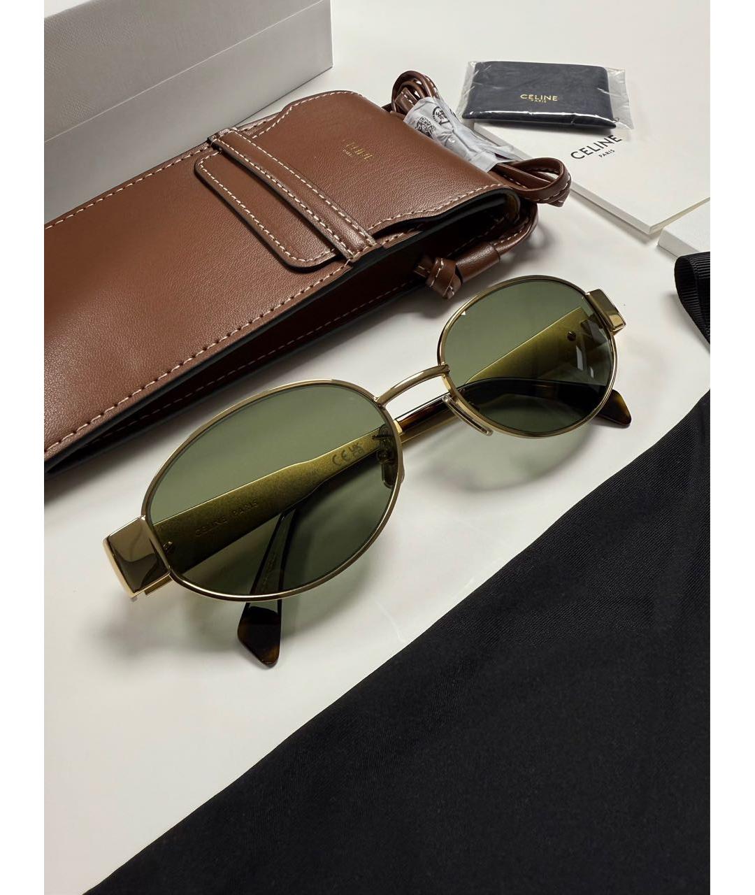 CELINE Золотые металлические солнцезащитные очки, фото 2
