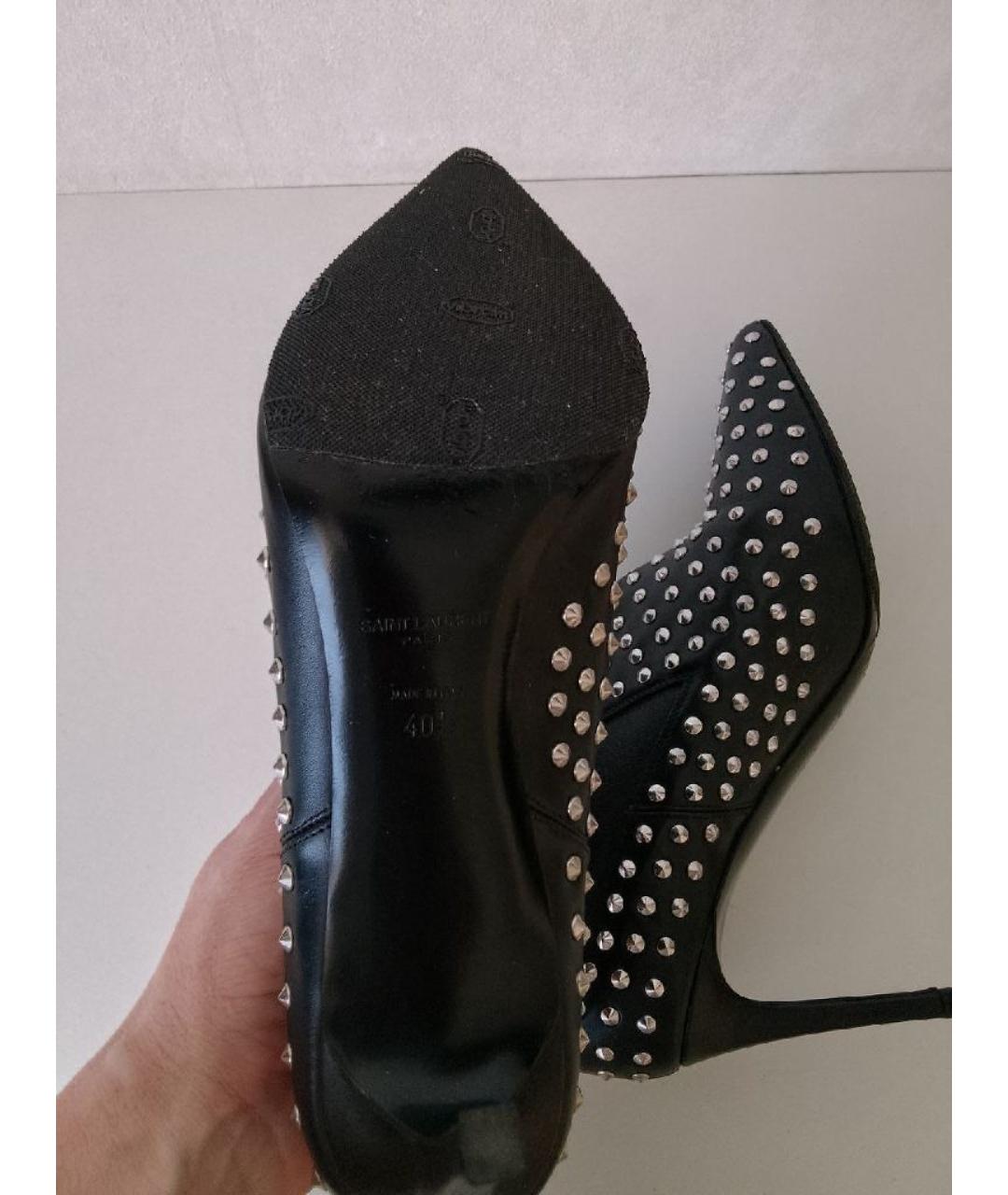 SAINT LAURENT Черные кожаные ботильоны, фото 5