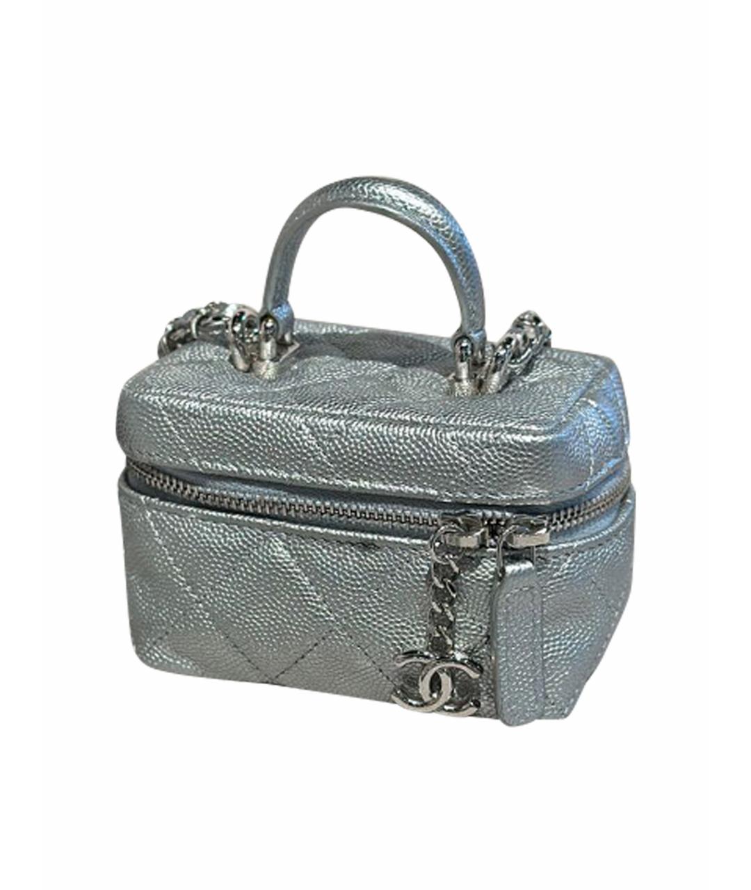 CHANEL Серебряная кожаная сумка через плечо, фото 1