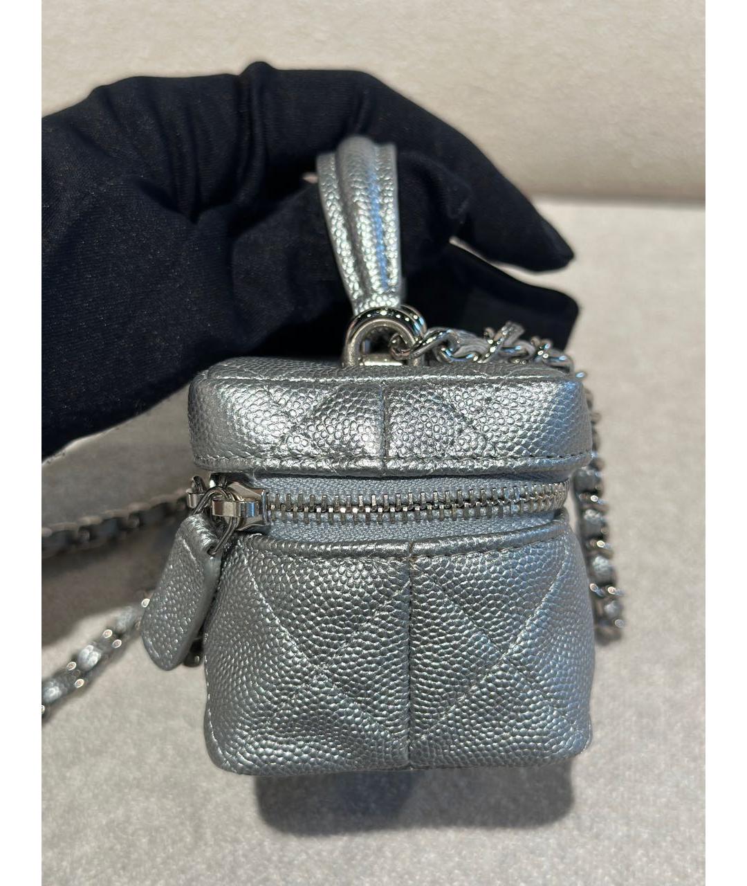 CHANEL Серебряная кожаная сумка через плечо, фото 5