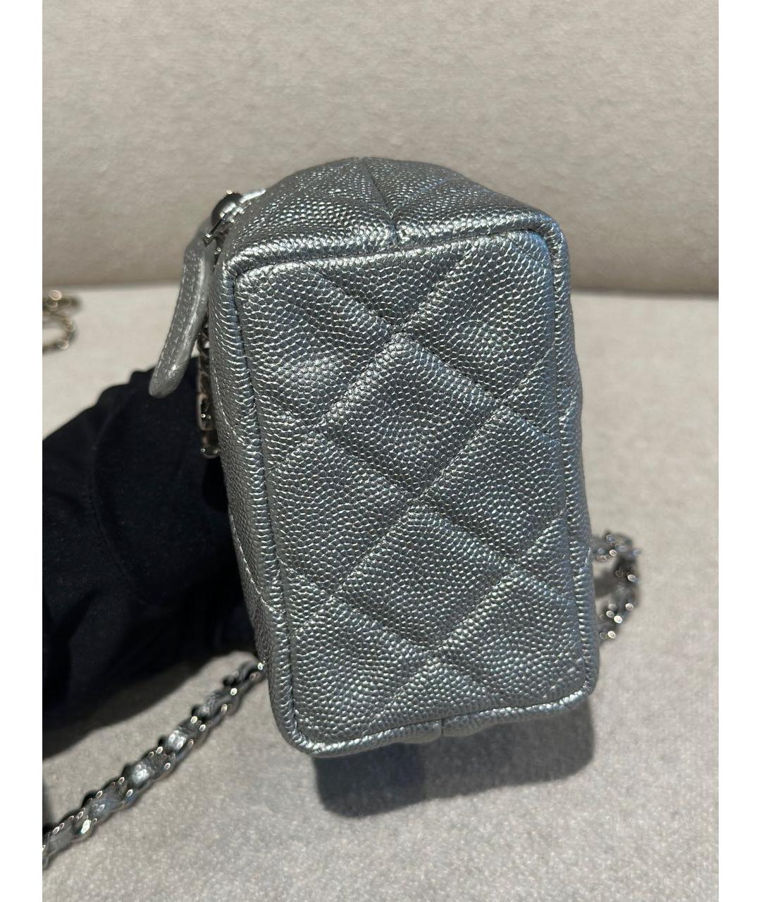 CHANEL Серебряная кожаная сумка через плечо, фото 6
