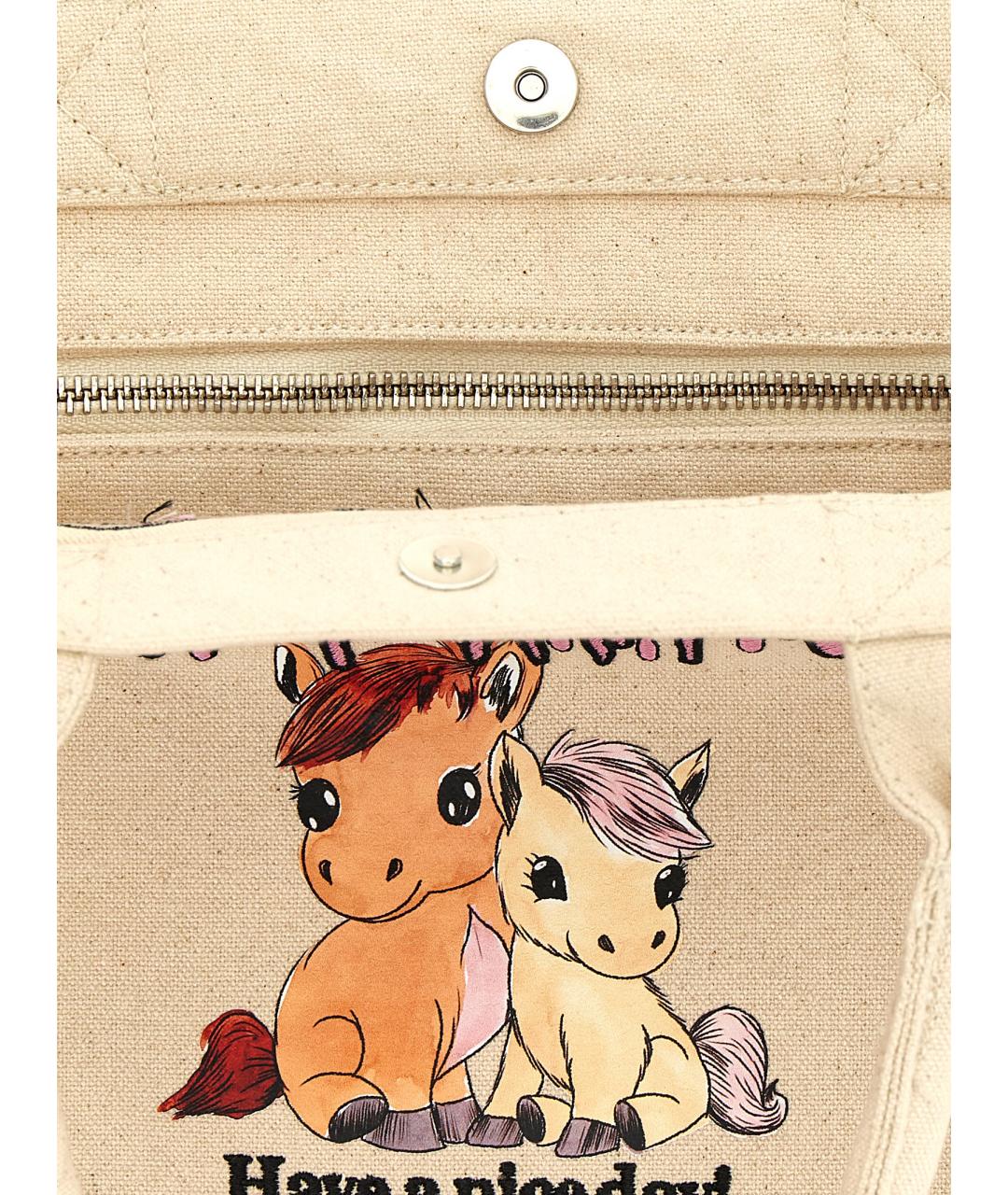 GANNI Бежевая хлопковая сумка тоут, фото 3