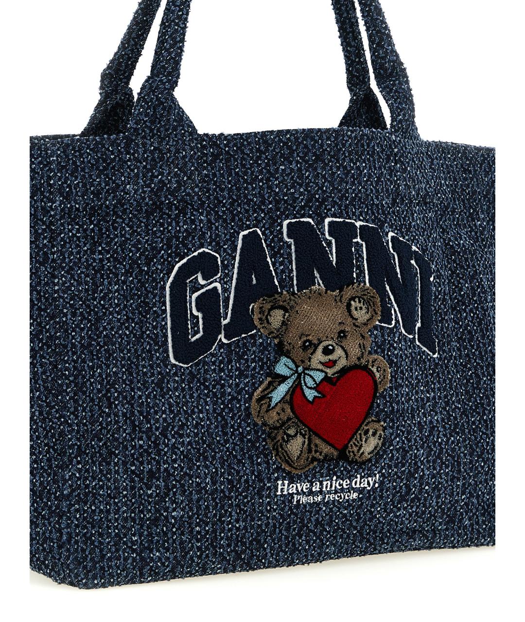 GANNI Синяя хлопковая сумка тоут, фото 3