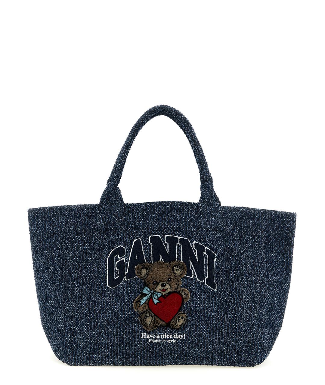 GANNI Синяя хлопковая сумка тоут, фото 1