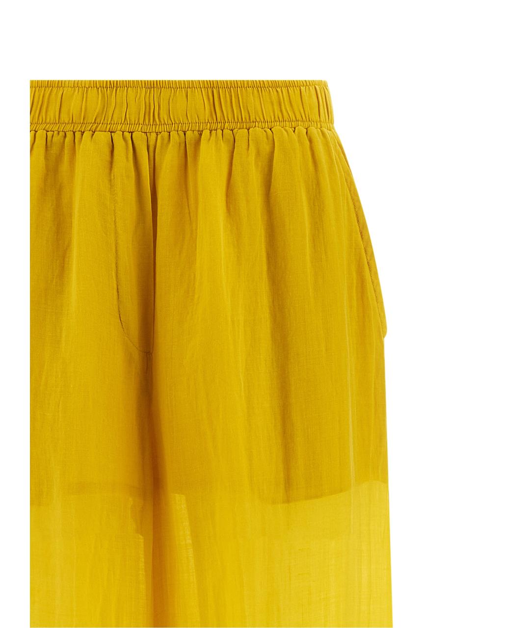 NUDE Желтые льняные прямые брюки, фото 3