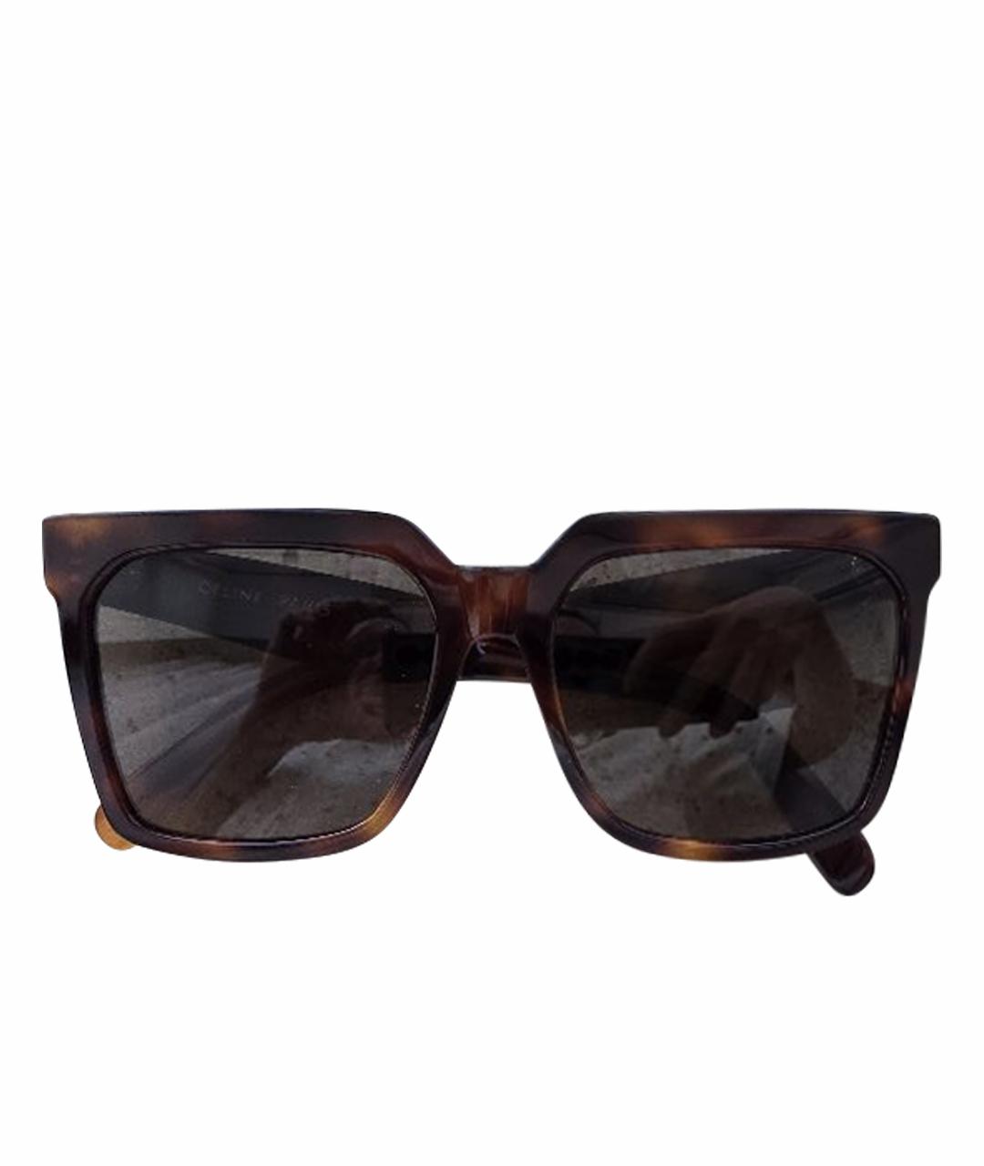 CELINE Коричневые пластиковые солнцезащитные очки, фото 9