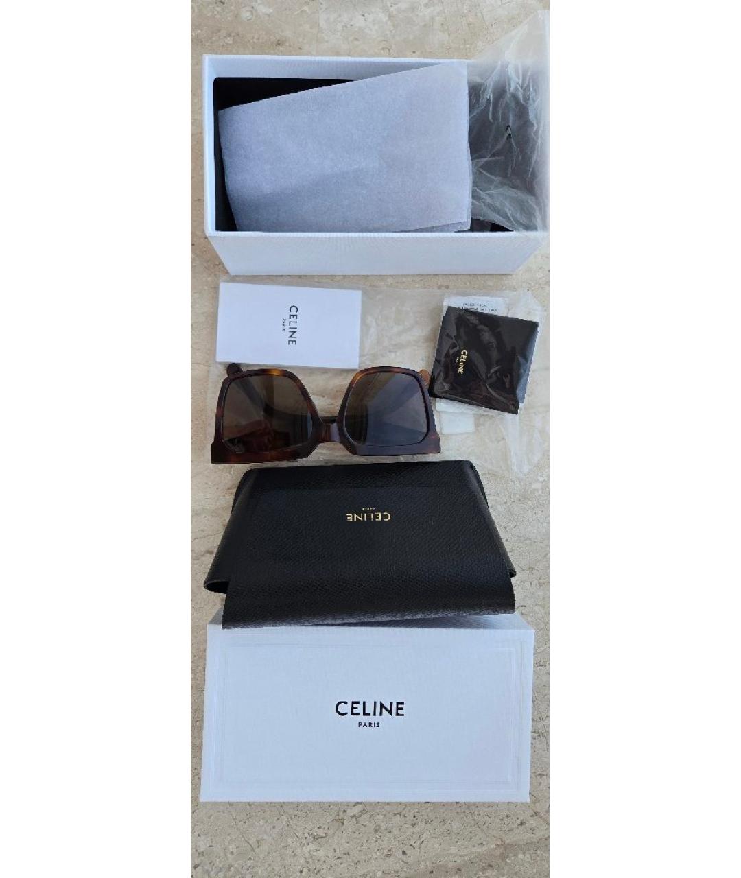 CELINE Коричневые пластиковые солнцезащитные очки, фото 4