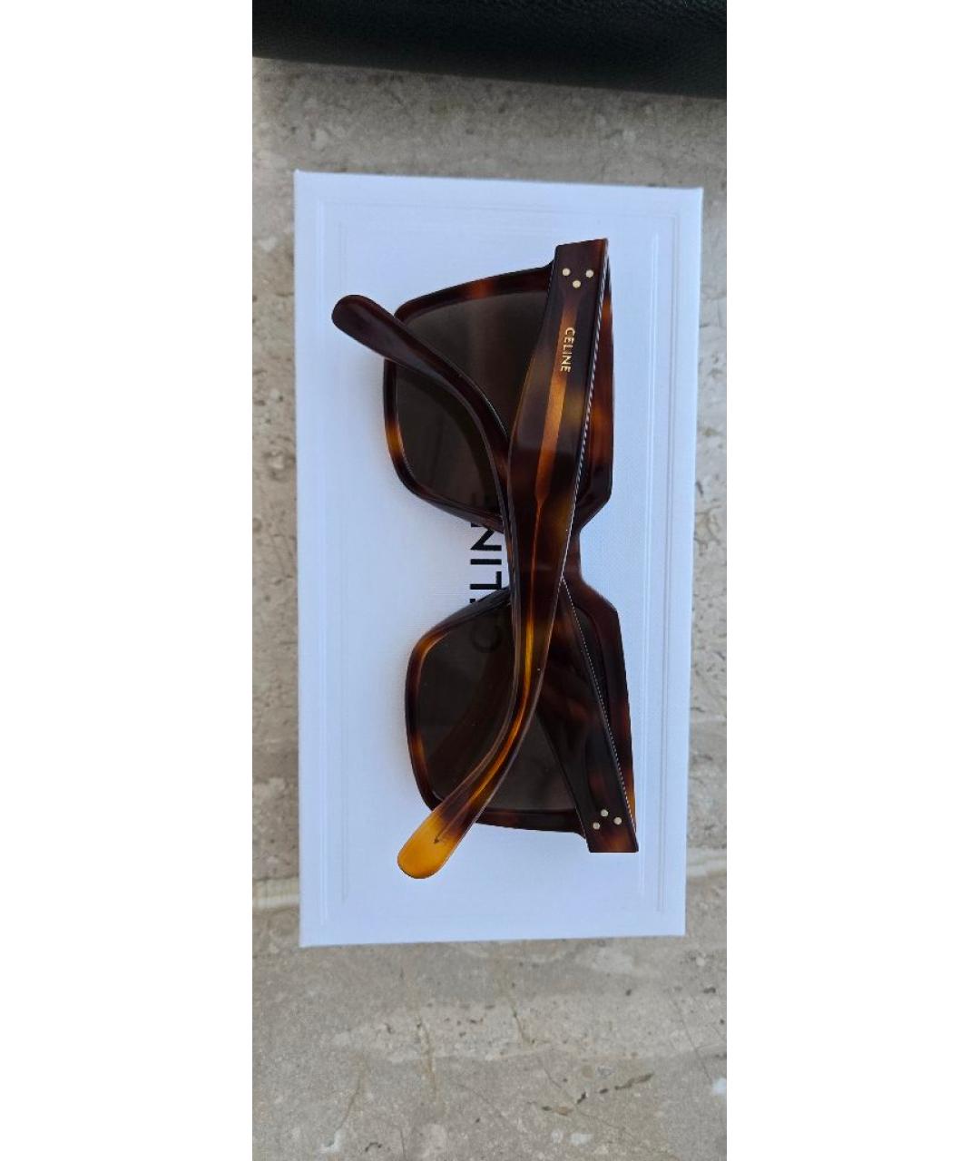 CELINE Коричневые пластиковые солнцезащитные очки, фото 5