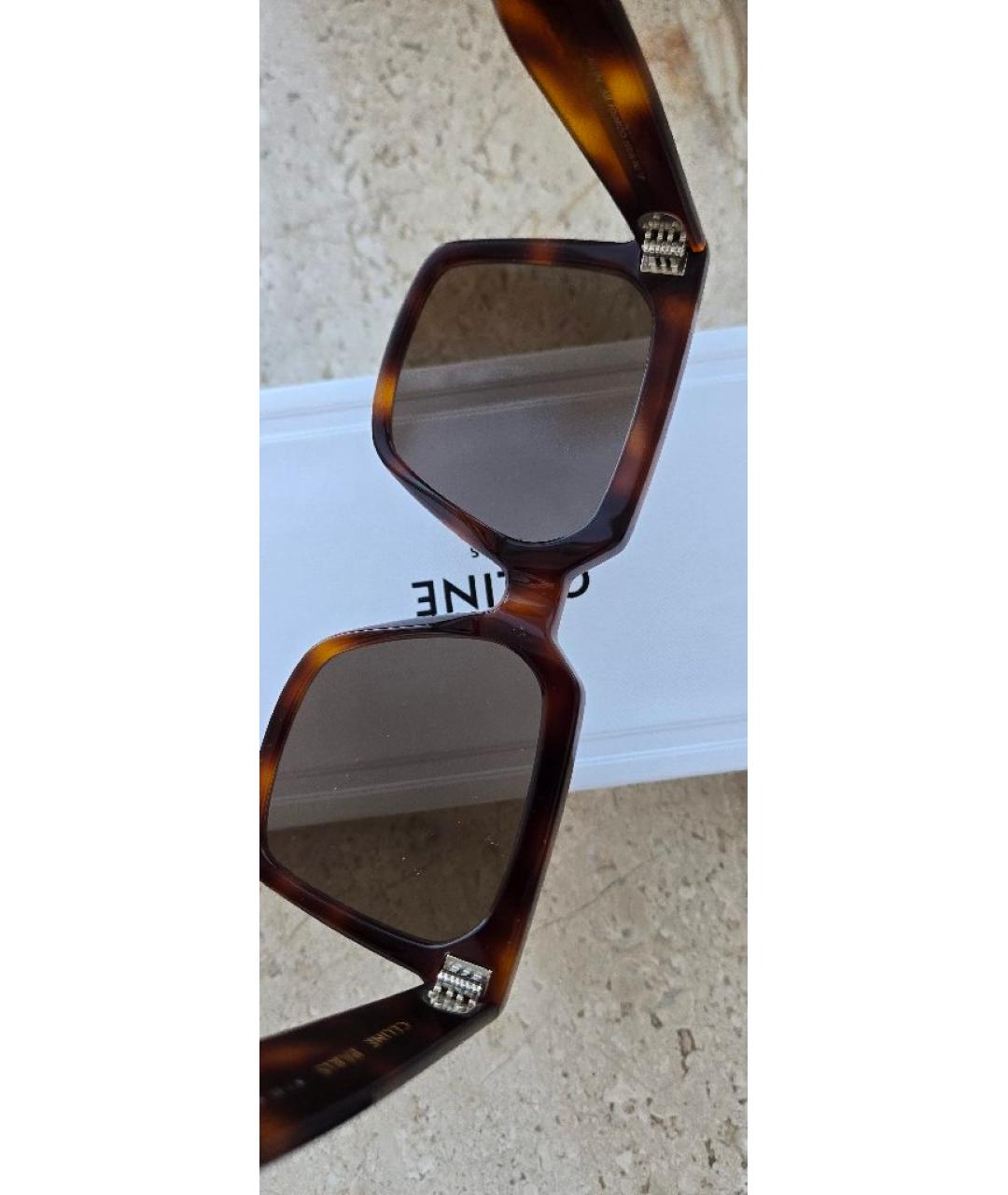 CELINE Коричневые пластиковые солнцезащитные очки, фото 6