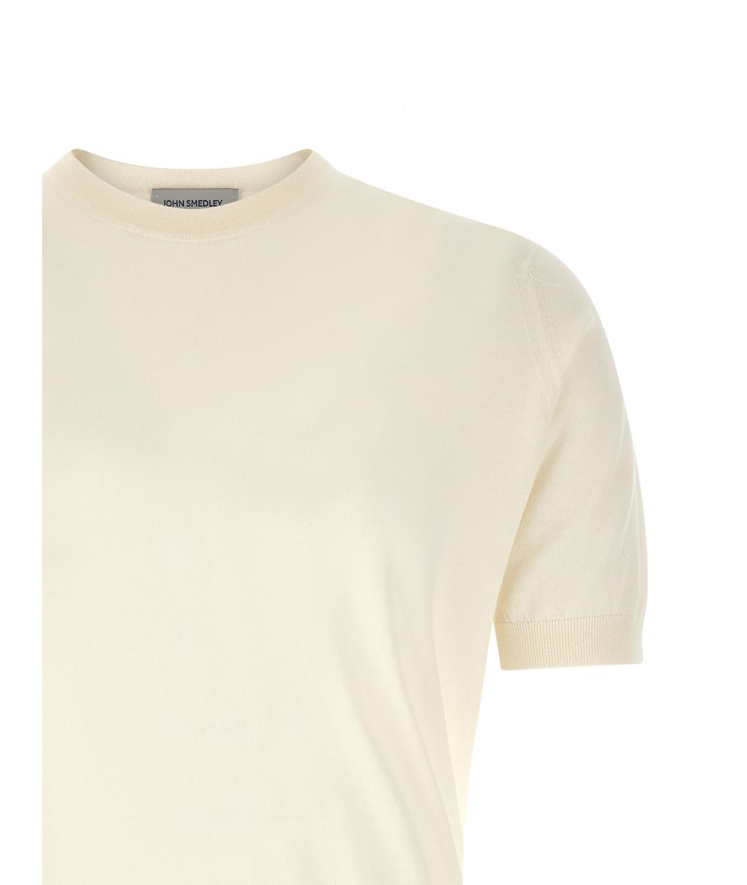 JOHN SMEDLEY Белая хлопковая футболка, фото 3