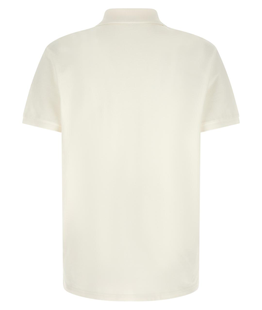 MONCLER Белое хлопковое поло с коротким рукавом, фото 2