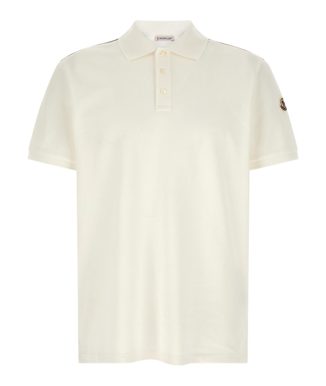 MONCLER Белое хлопковое поло с коротким рукавом, фото 1