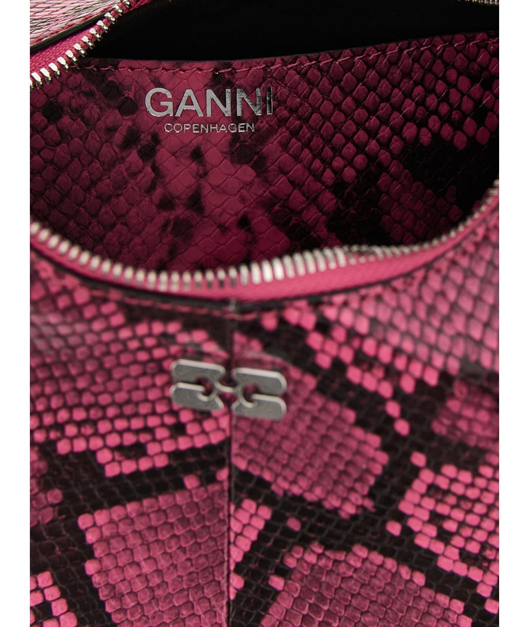 GANNI Фуксия синтетическая сумка с короткими ручками, фото 4