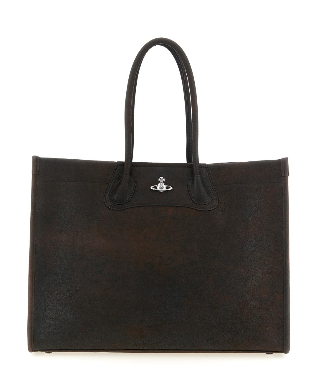 VIVIENNE WESTWOOD Коричневая кожаная сумка тоут, фото 1