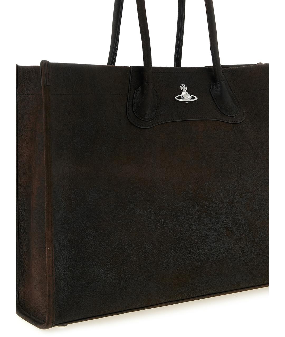 VIVIENNE WESTWOOD Коричневая кожаная сумка тоут, фото 3