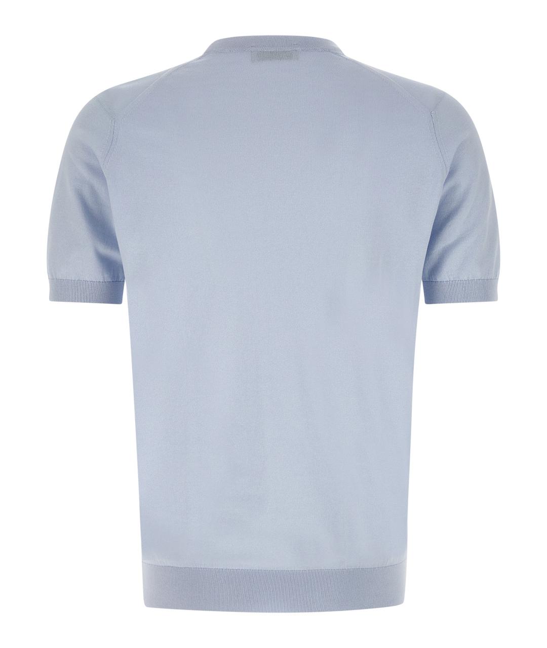 JOHN SMEDLEY Голубая хлопковая футболка, фото 2