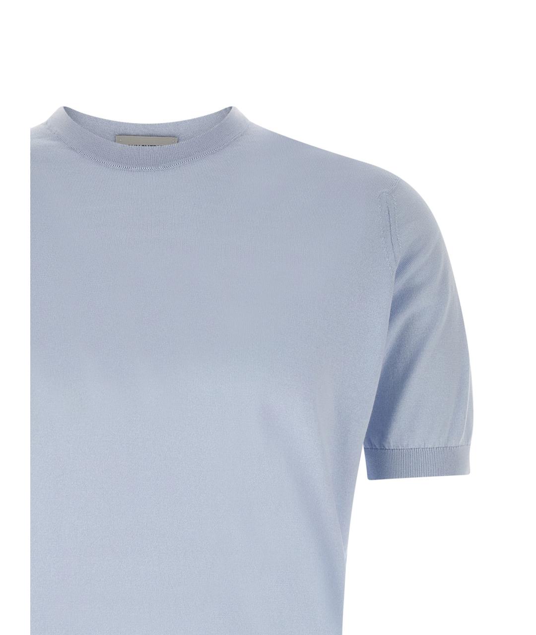 JOHN SMEDLEY Голубая хлопковая футболка, фото 3